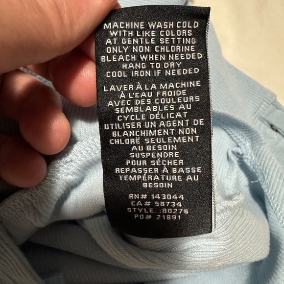 7 For‎ All Mankind Women's Long Sleeve Ribbed Babydoll V-Neck Bodysuit Blue M - Picture 8 of 16